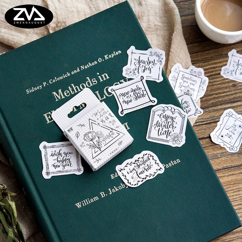 

45 Pcs/box Creative Write a letter mini Paper Decoration DIY Scrapbook Notebook Album seal Sticker Stationery Kawaii Stickers