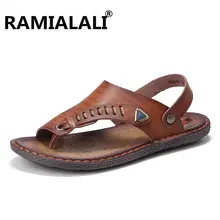 Дышащие мужские кожаные сандалии Классические Брендовые мужские летние пляжные сандалии мужская повседневная обувь