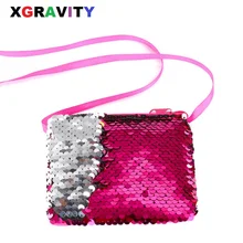 Xgravity/ квадратная сумка для девочек с крестиком и сердечком разноцветные блестки, расшитые блестками, сумки для монет для девочек, сумки с веревкой, детские сумки с веревкой, H182