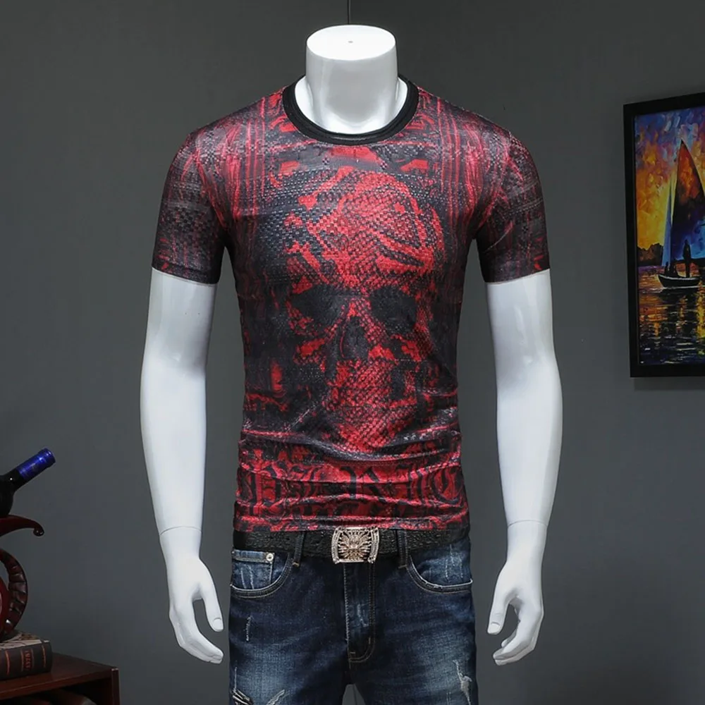 Drop Shipping 2019 o-neck Short sleeve Skull tees Men's T Shirt Cotton Tshirt Men and women Casual Male T-shirt tops clothing