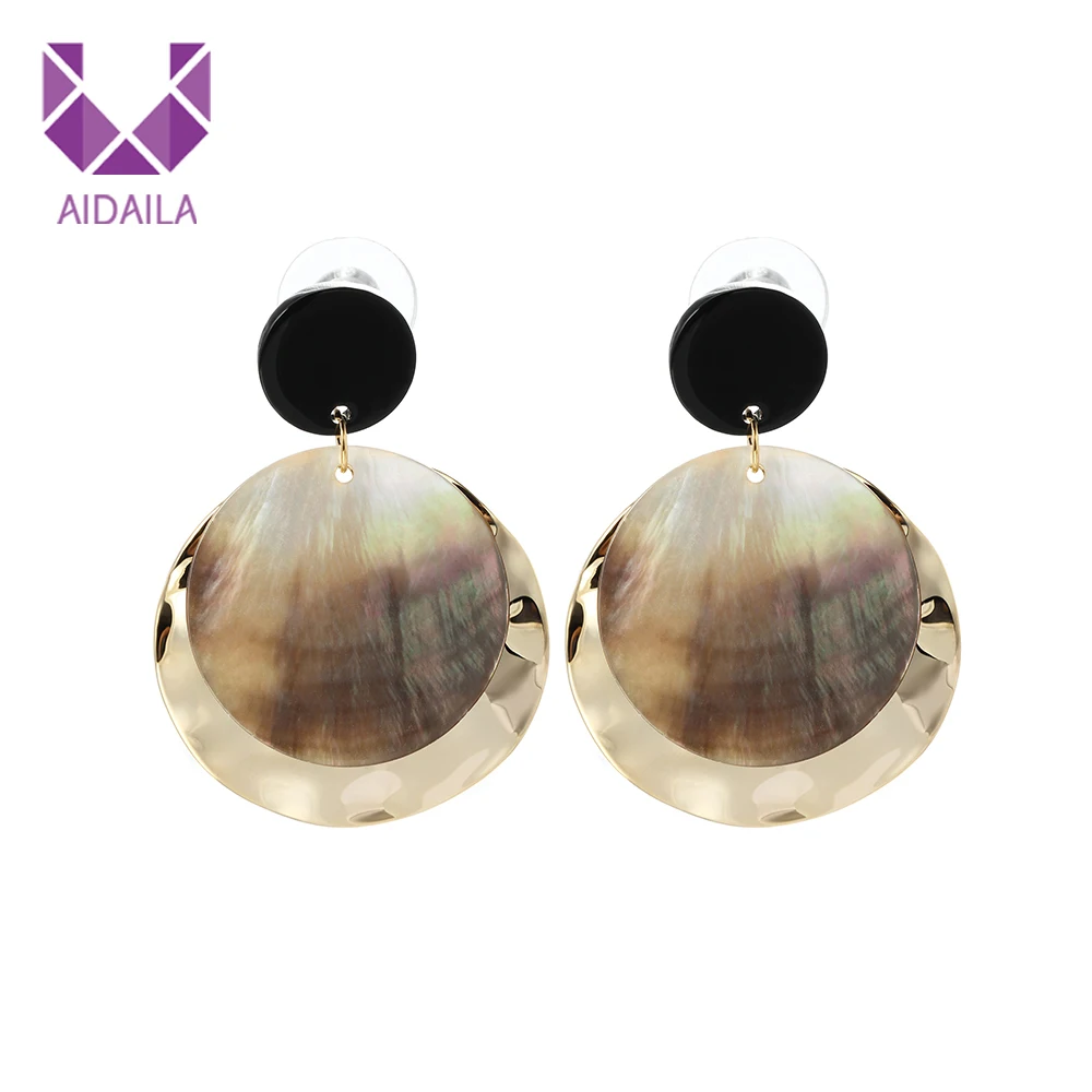 

Women Long Fashion Dangle Earrings for Office Ladies with Real Shell High Quality New Fashion Jewelry Brincos