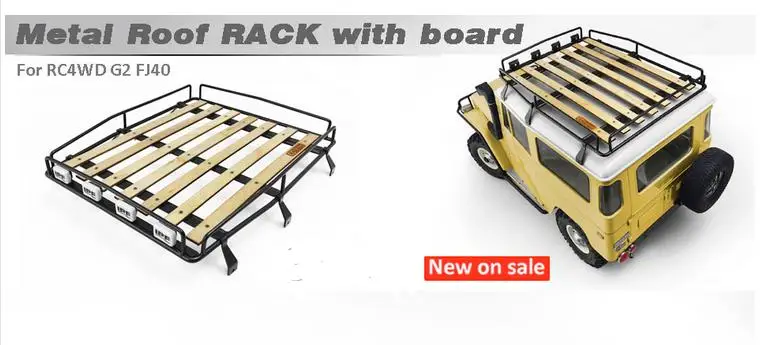 

CChand Metal luggage wooden roof rack w/board or LED Lights For RC4WD 1/10 G2 Land Cruiser/FJ40 RC car parts toys