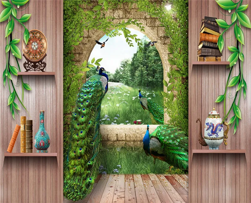 

Peacock print Luxury Blackout 3D Window Curtains Living Room office Bedroom Rideaux Cortinas Drapes Customized size pillowcase