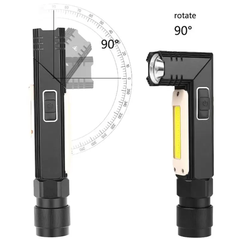 Светодиодный фонарик, хенд фри, 90 градусов поворотный IP65 Водонепроницаемый USB Батарея наружный походный Магнит Факел