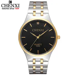Chenx Для женщин Часы Для мужчин кварцевые часы Элитный бренд Для мужчин нержавеющая сталь золотые наручные часы Известный Relogio masculino Для