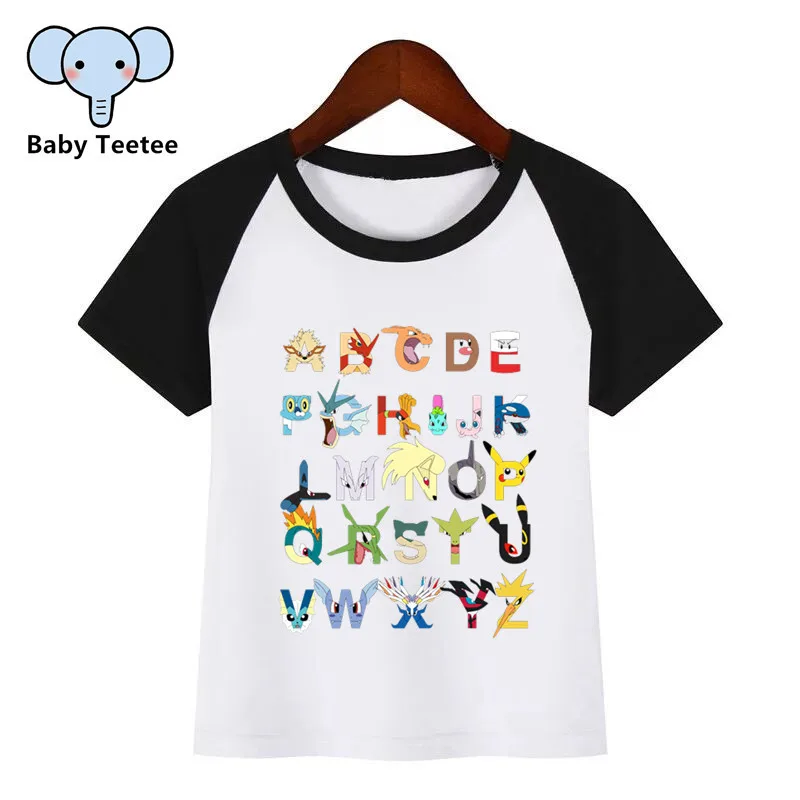 Boys Girls Sesame Street/Mario/Pokemon/Star Wars Alphabet Cartoon T-shirt Children Funny Tshirt Kids Summer Tops Baby Clothes