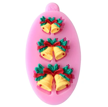 

Free Shipping Cute three bell Silicone Fondant baking Paste Mold DIY Cake Decorating Polymer Clay Resin Candy DIY Super Sculpey