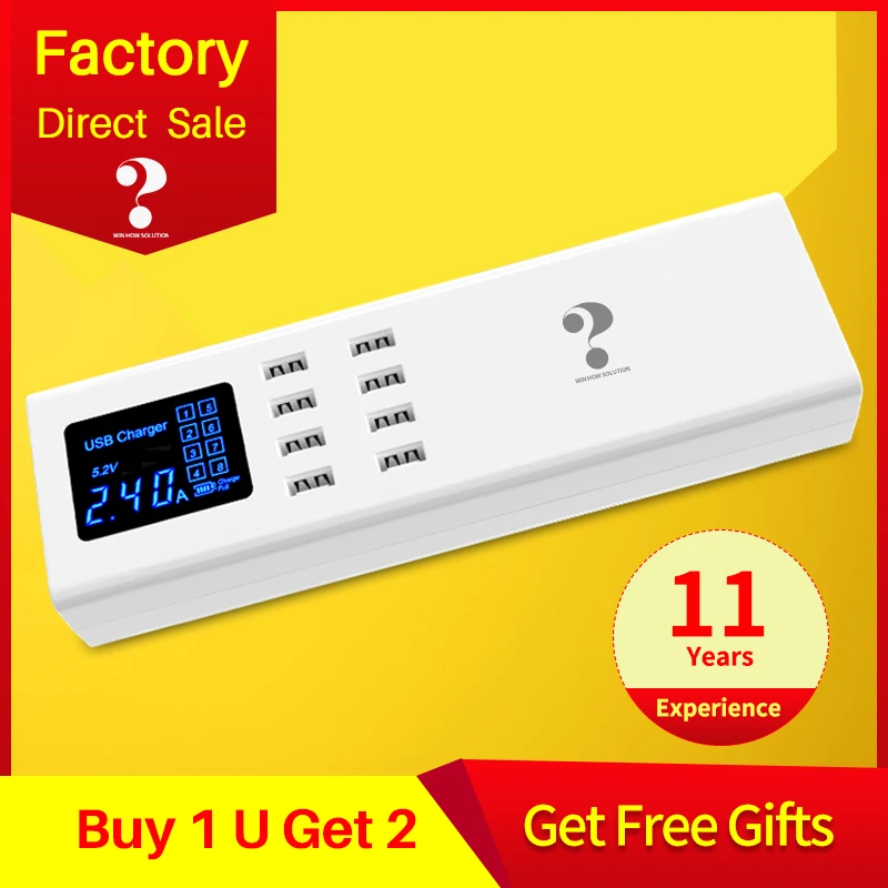 

smart universal usb charger LED display 8 port fast charging HUB wall adapter power socket for Apple Android HUAWEI Xiaomi HTC