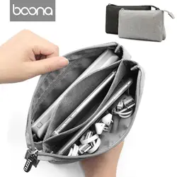 Boona искусственный Лен Оксфорд электронные аксессуары кабель USB жесткий диск Органайзер сумка Портативная Коробка для хранения Новый
