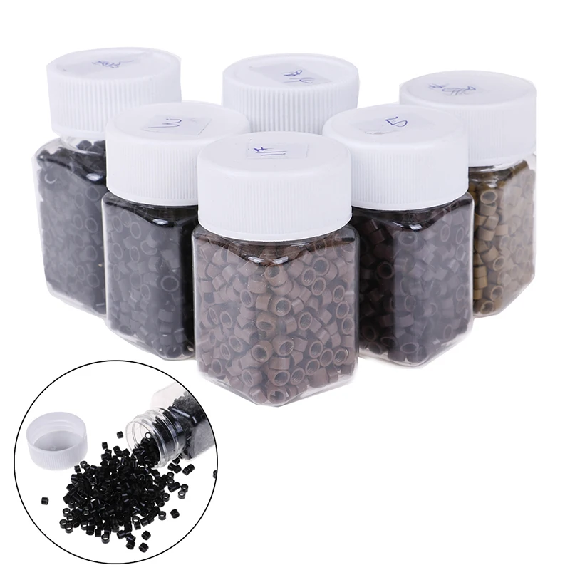 500pcs/bottle 4.5mm Micro Ring Beads For Feather Human Hair Extension Tools Silicone Bead Link Microringen