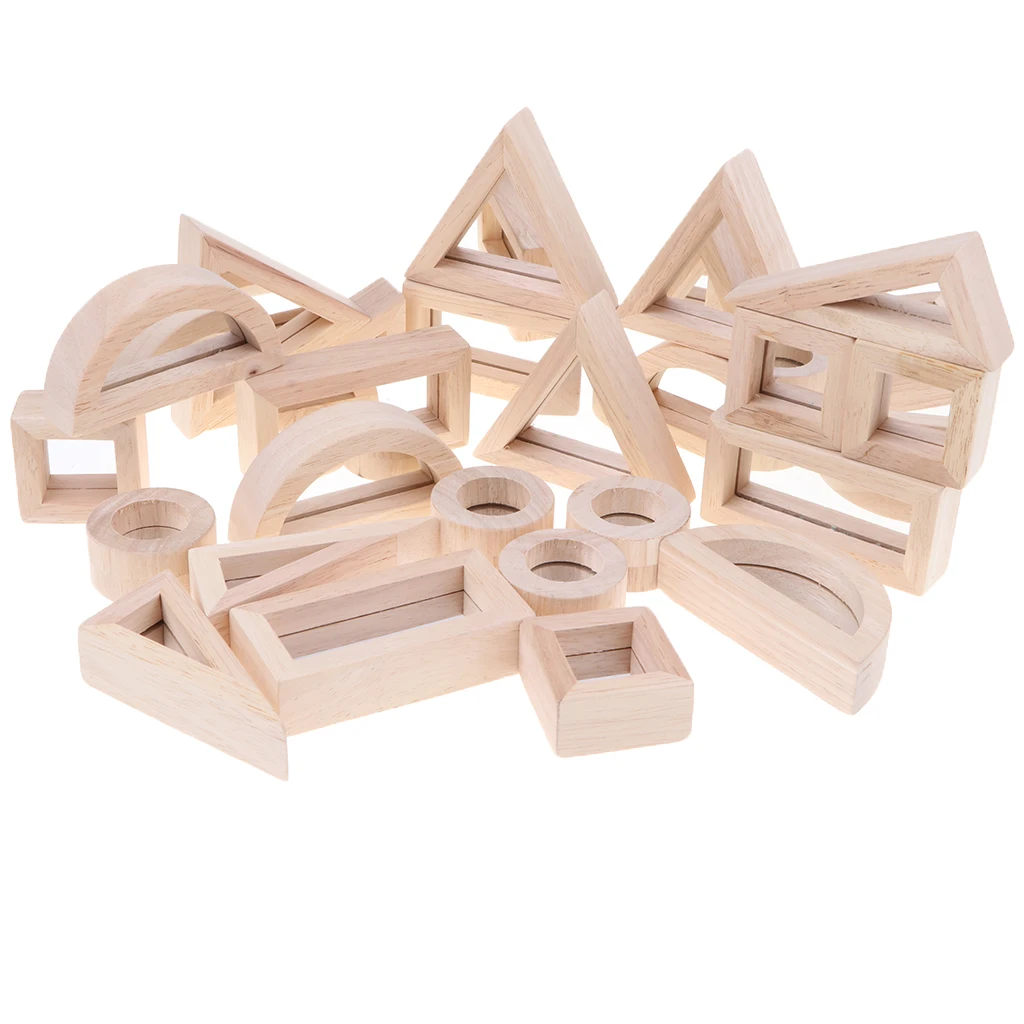 Baby Toddler Montessori Toys Mirror Buliding Blocks Wooden Educational Toy