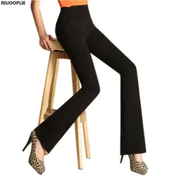 RIUOOPLIE женские эластичные прямые расклешенные рабочие брюки с высокой талией тонкие повседневные брюки