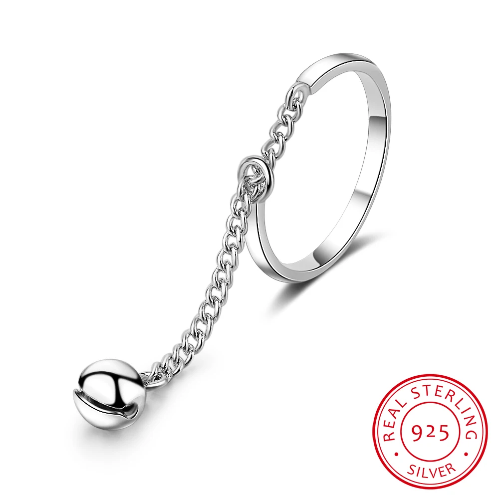 

Micro Zircon Tassel Chain Jingling Bell Adjustable Rings For Women 925 Sterling Silver Rings Anillos Bague S-r334