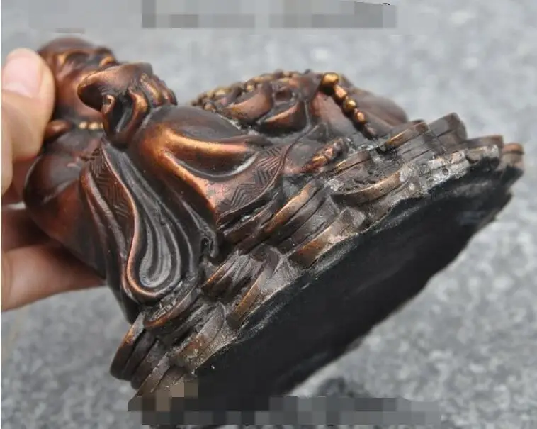 

S0713 chinese buddhism bronze wealth money yuanbao happy laugh Maitreya Buddha statue
