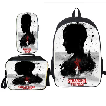 

3Pcs/Sets Teenage Stranger Things 3 Backpack for Teenage Girls Boys School Backpack with Cooler Bag Students Travel Rucksack