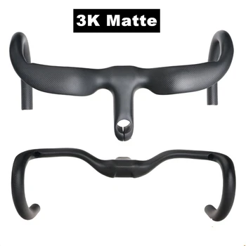 

Matte 3K Carbon Fiber Road Bike Bicycle Racing Drop Integrated Bar Stem Handlebars 400/420/440mm Stem 80/90/100/110/120mm