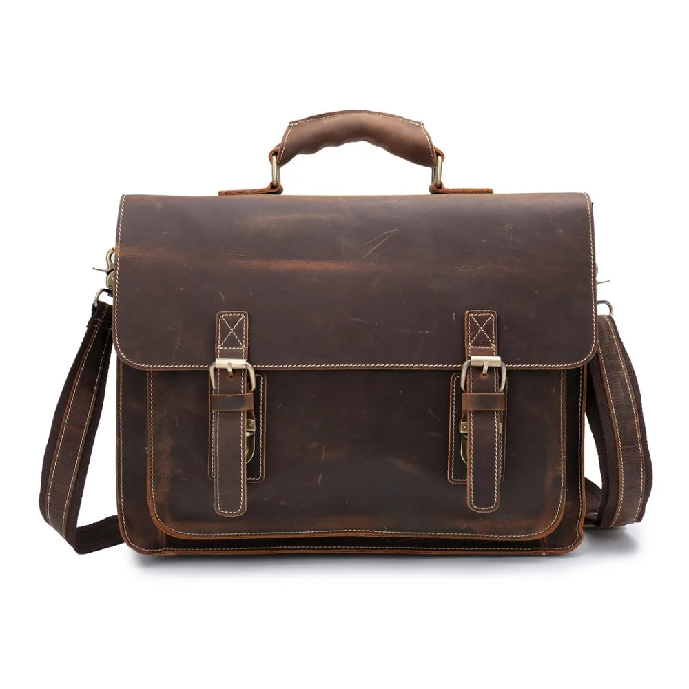 

BOLEKE Genuine Leather Bag Men Briefcase Crazy Horse Leather Laptop Computer Bag Business Handbag Coffee Messenger Bag Bolsa Hom