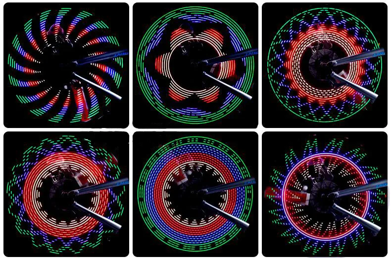 Светодиодный 32 режимы для велосипеда спиц Предупреждение светофор Водонепроницаемый подсветка велосипедного колеса шины мигающая световая сигнальная лампа светоотражающий обод "Радуга"
