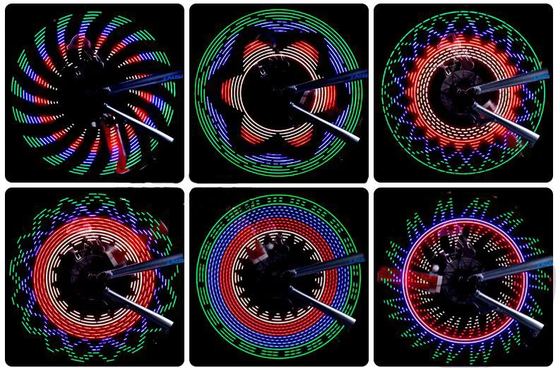 Cool 2 Side 32 LED 32 Pattern Waterproof Wheel Signal Lights Colorful Rainbow Bikes Bicycles Fixed Spoke Warn Safety Light (3)