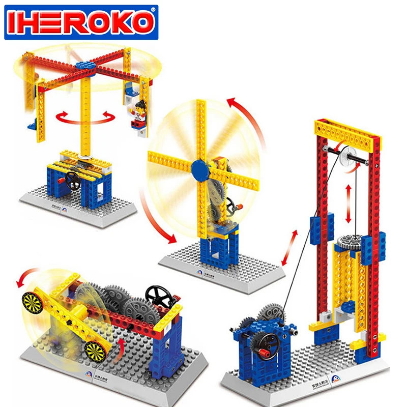 

Mechanical Theme Engineering Building Blocks Bricks Lifter Windmill Toys Educational 3D Building Block Kit Kid Birthday Gift