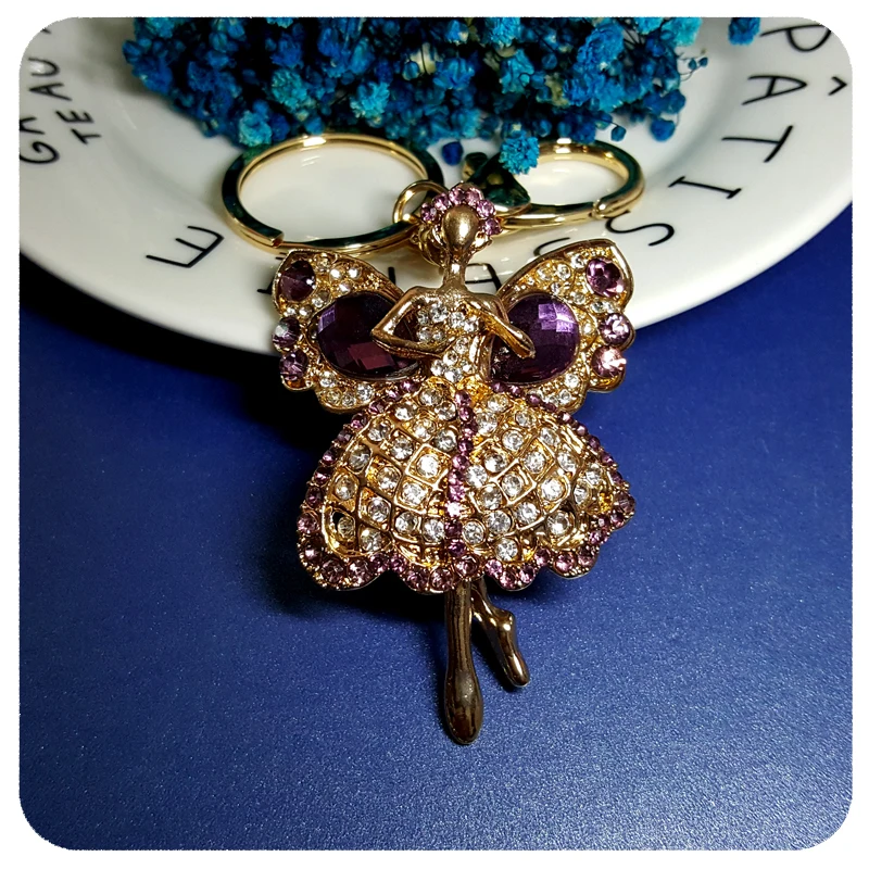

Rhinestone Elegant Dancing Angel Girl Key Chain&Keyring Pendant Gift Accessory for Fashion Handbag Decoration Ornament