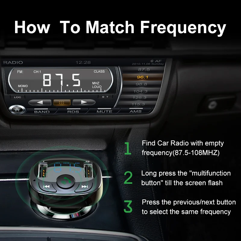 Baseus Dual USB Автомобильное зарядное устройство с fm передатчиком Bluetooth Handsfree FM