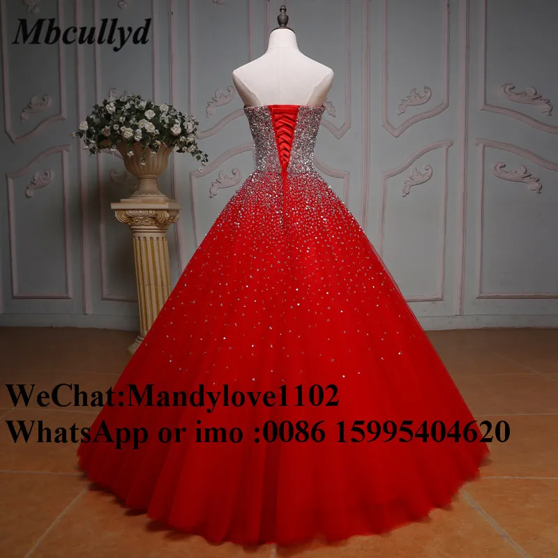 Mbcullyd Пышное Тюлевое Пышное Платье с бисером милое Красное Длинное Бальное Платье милое 16 платье для выпускного вечера Vestidos De 15 Anos