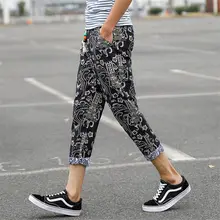 Плюс-размер из дышащего хлопка длиной до щиколотки брюки мужские повседневные брюки летние свободные певицы одежда M-5XL