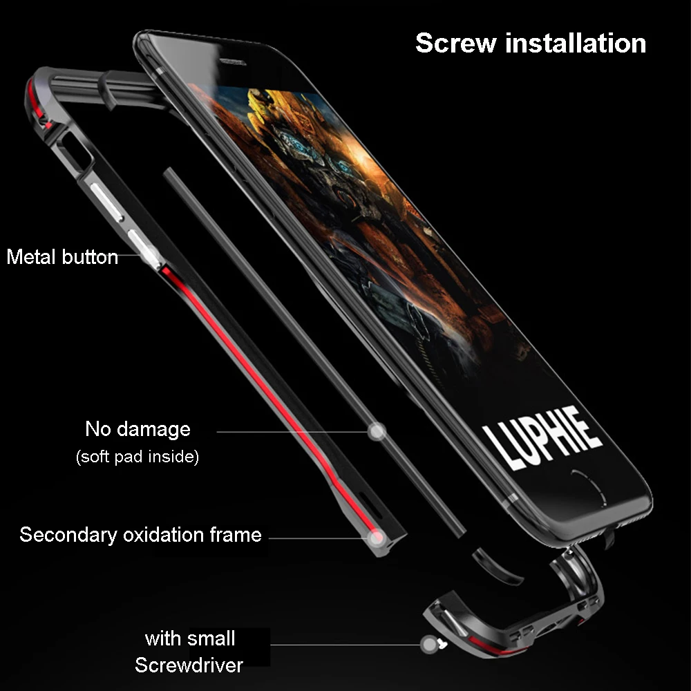 Luphie изогнутый металлический бампер для iphone Xs Max чехол Xr Ультратонкий алюминиевый