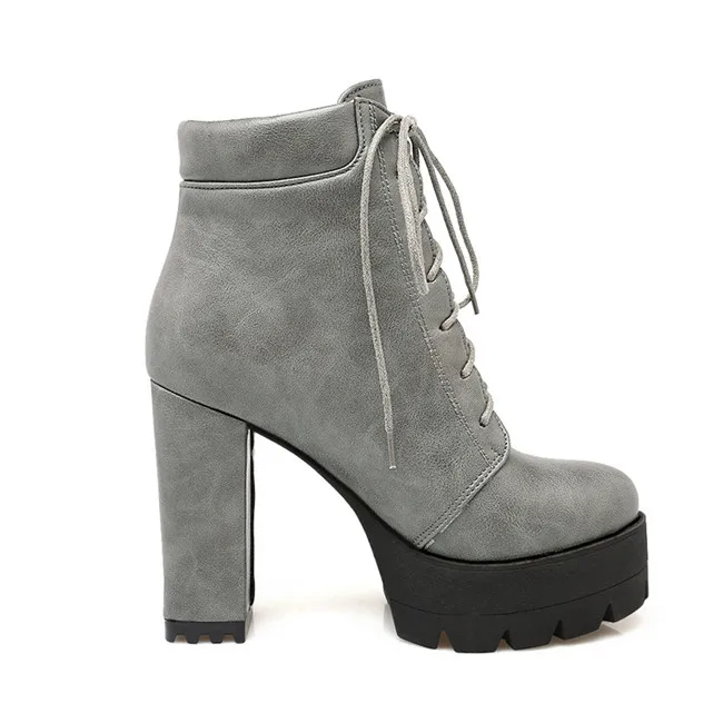 YMECHIC женские ботильоны на шнуровке; женская обувь на платформе и высоком массивном каблуке в стиле панк-рок; обувь в готическом стиле; зимняя женская обувь; коллекция года