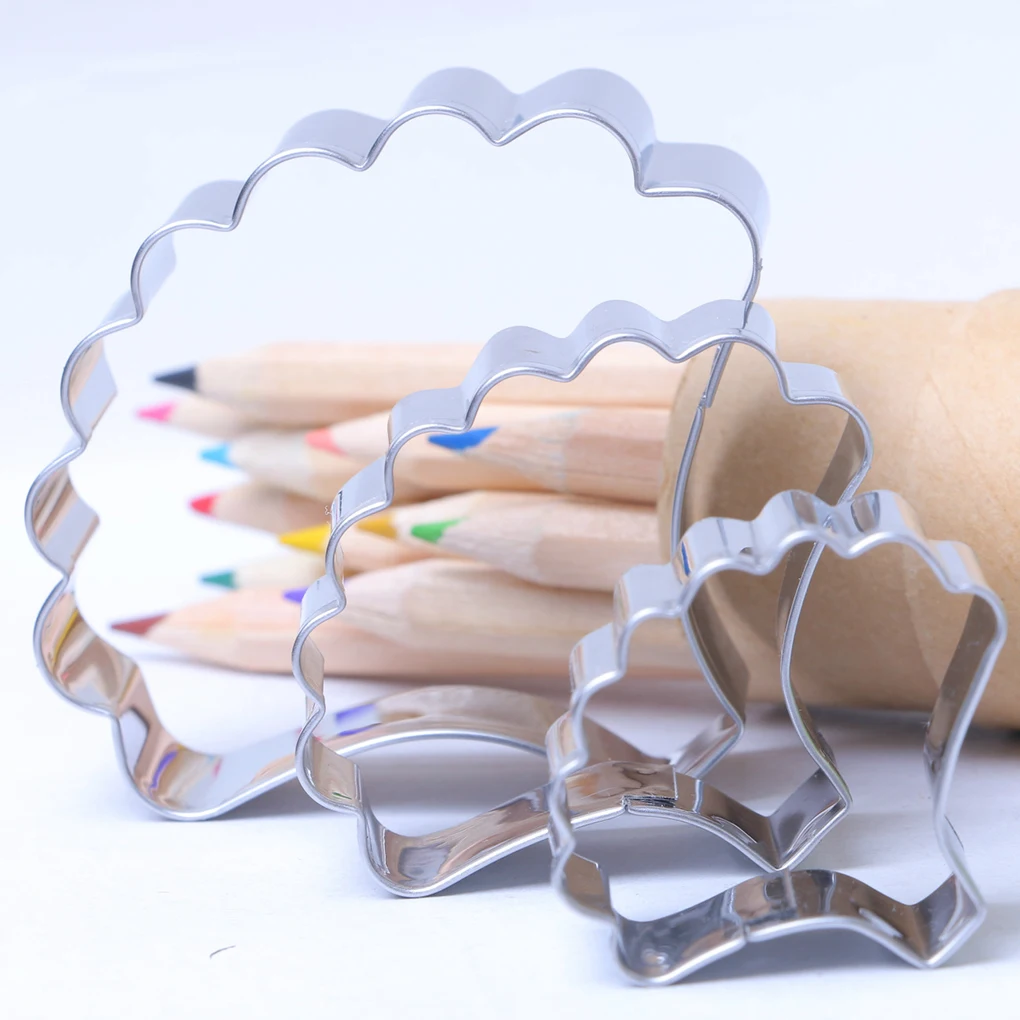 

3pcs Magnolia Carnation Cookie Pastry Cake Cutter Stainless Steel Biscuit Mold Home kitchen Baking tools