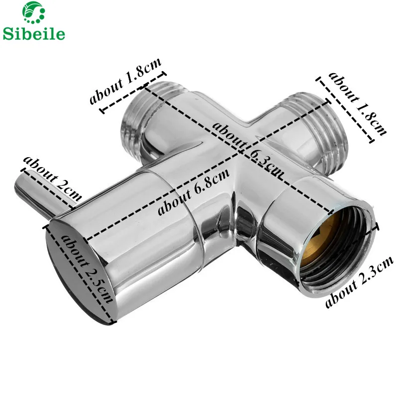 SBLE brass 1/2" bathroom shower faucet tee connector chrome plated 3 way diverter toilet bidet shattaf valve