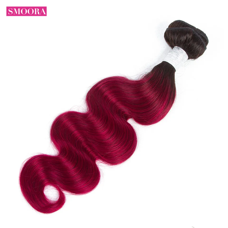 Бразильские волосы волнистые пучки волос не Реми натуральные волосы два тона цвет 1B/#27#30# 99J бордовый Smoora Ombre наращивание волос
