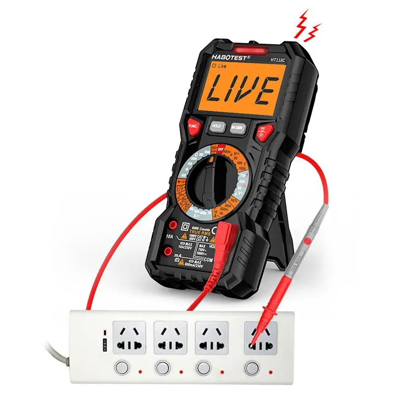 HABOTEST HT118A / C / D Цифровой мультиметр Автоматический диапазон NCV True RMS AC / DC 6000 отсчетов Двухцветный экран Индикатор напряже