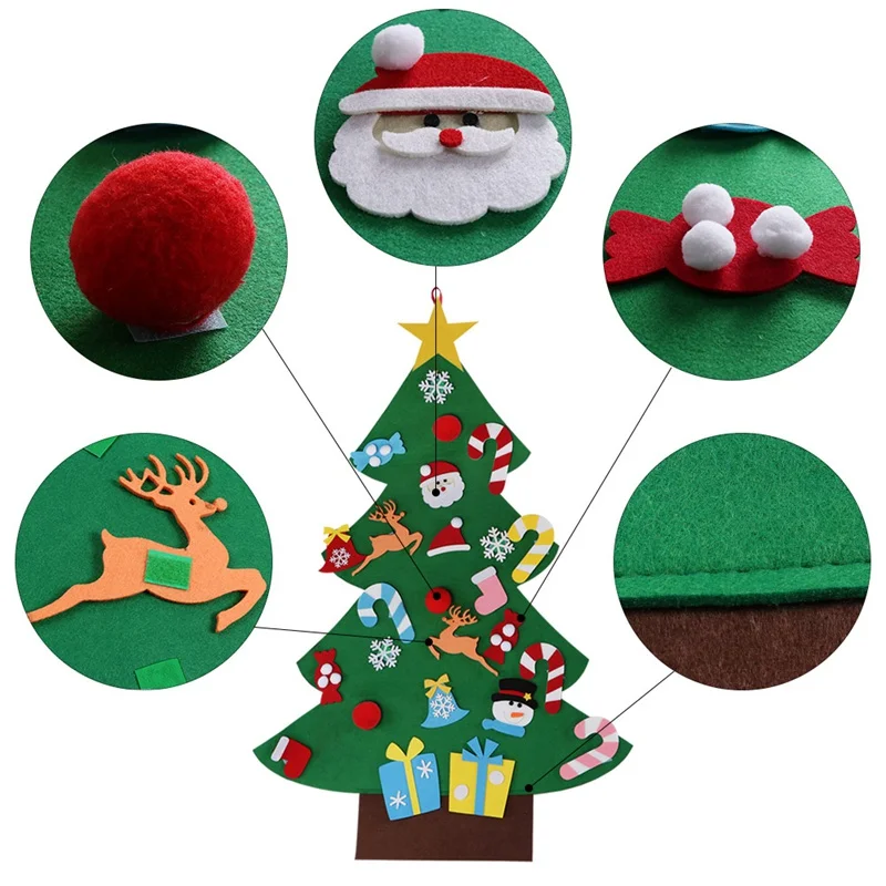 OurWarm DIY Felt Christmas Tree Advent Calendars Xmas Hanging Ornaments Home Decor Happy New Year Children Christmas Gift