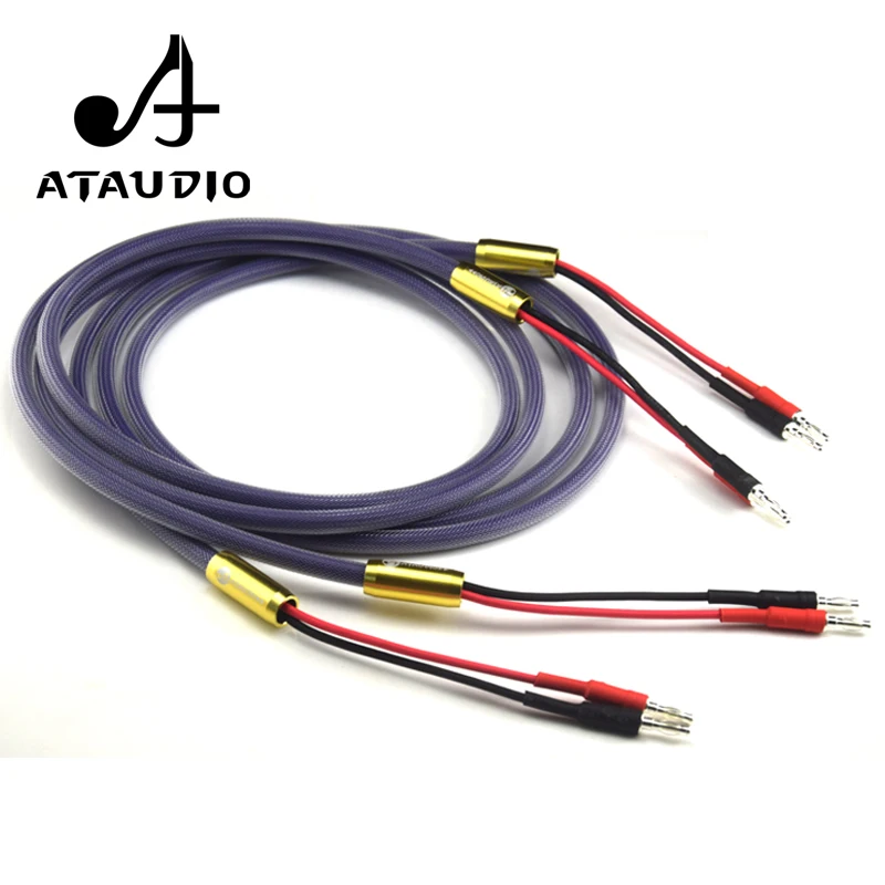 Кабель для динамиков ATAUDIO Hi Fi с посеребренным разъемом типа банан провод 6N OFC|hifi