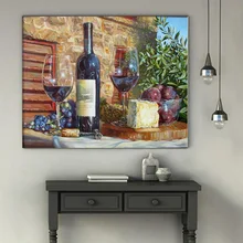 Идиллический пейзаж красное вино стекло фрукты европейский ресторан картина для украшения гостиницы большая живопись король DIY домашний декор живопись