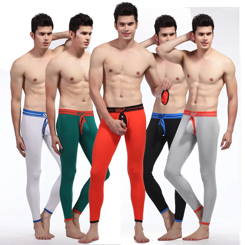 1pcs Thermal Underwear Men Tight Leggings Open Pouch Bag