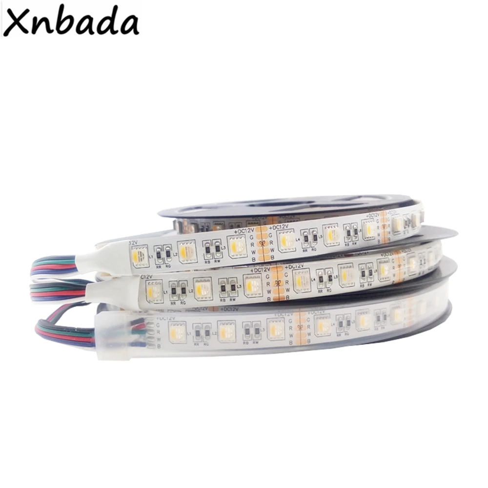 1 м 2 м 3 м 4 м 5 м 5050SMD RGBW RGBWW 4 в 1 светодиодный светильник, 60 светодиодов/м белый PCB IP30/IP65/IP67 гибкий светодиодный ленточный светильник DC12V