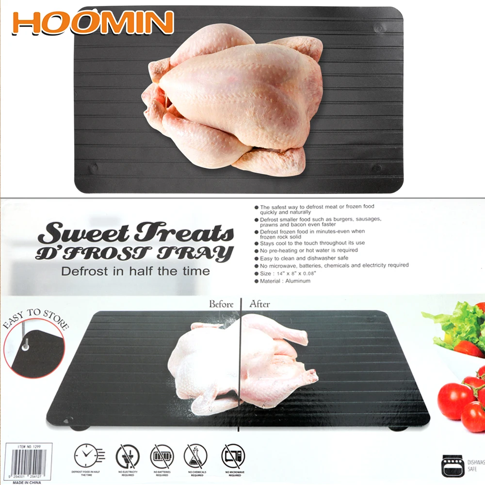 HOOMIN Defrosting Trays Physical Natural Efficient Aluminium Alloy In Minutes Thaw Frozen Food Meat Fish Kitchen Tool