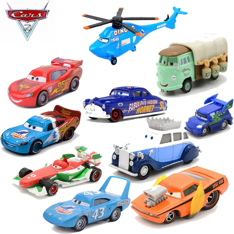 circle b diecasts 1:55 Disney Pixar Cars 2 Lightning Mcqueen The Kings Chick Hick Mater Mack Uncle All Disney Cartoon Figures Model Toys Vehicles toy car