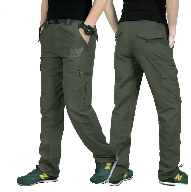 

Men's Summer Sports Outdoor Climbing Trousers Waterproof Large Size Thin Section Loose Multiple Pockets Quick Dry Trousers