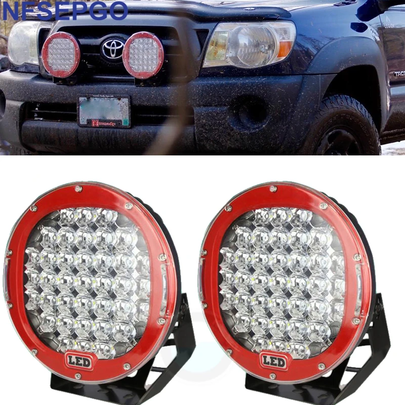 

2pcs 185W 9 inch Round LED Work Light Offroad Fog Headlight 12V 24V 4x4 LED Spotlight Black and Red LED Driving Lamp
