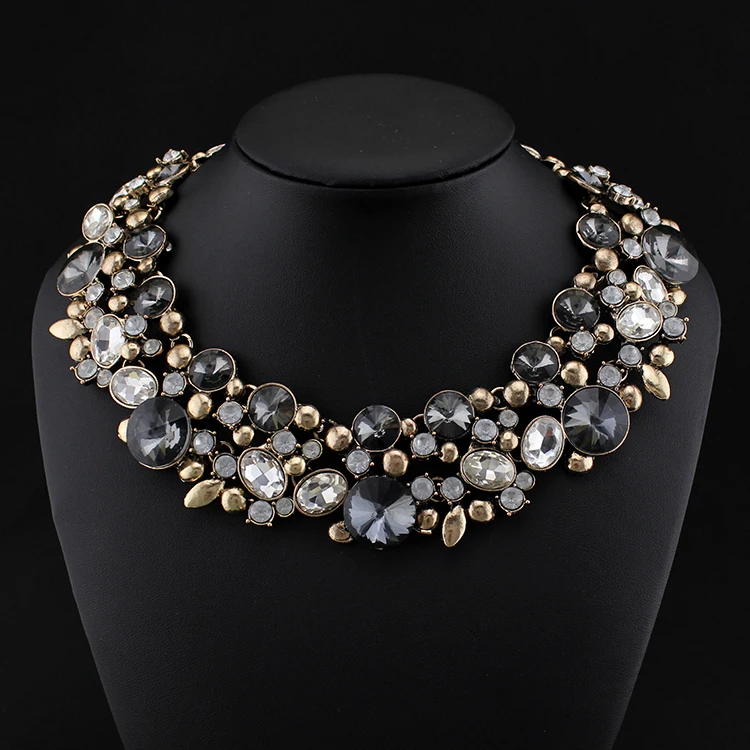 2015NewZaBrandFashionCrystalNecklacesPendantsCostumeChunky