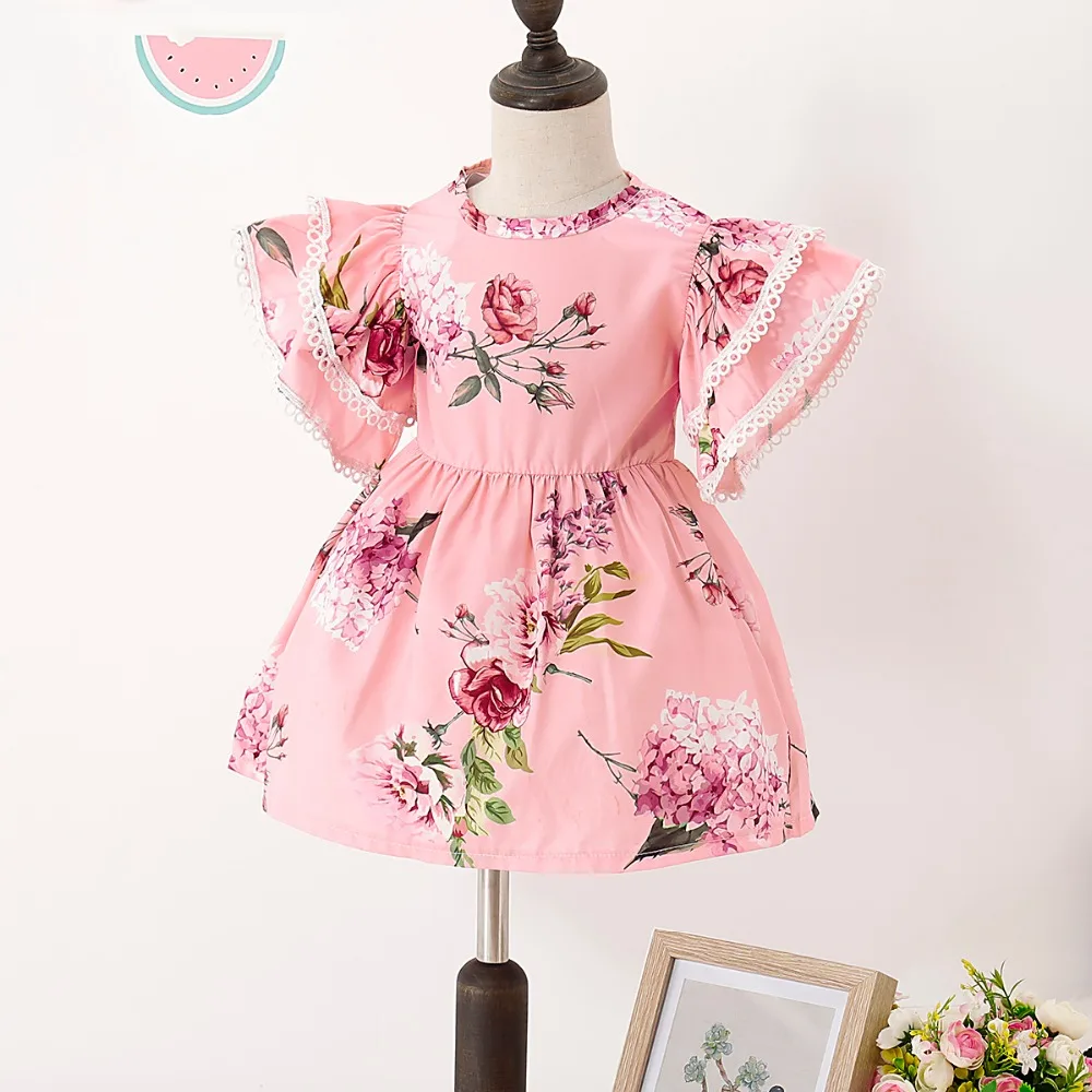 

Toddler Girls Dress Fashion Floral Print Baby Princess Party Dress Costumes A-Line Infant Summer Vestidos 1-3Y Children Clothing