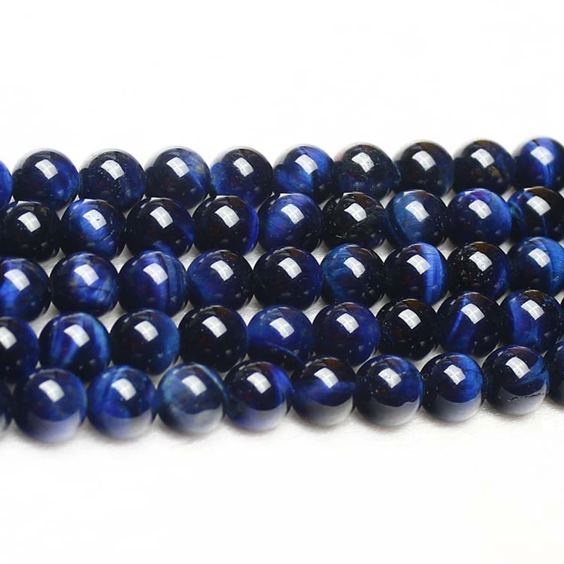 

Natural Blue Tiger Eye Agates Stone Beads Round Loose 15" Strand Size 4 6 8 10 12 MM Beads for Jewelry Making DIY Bracelets