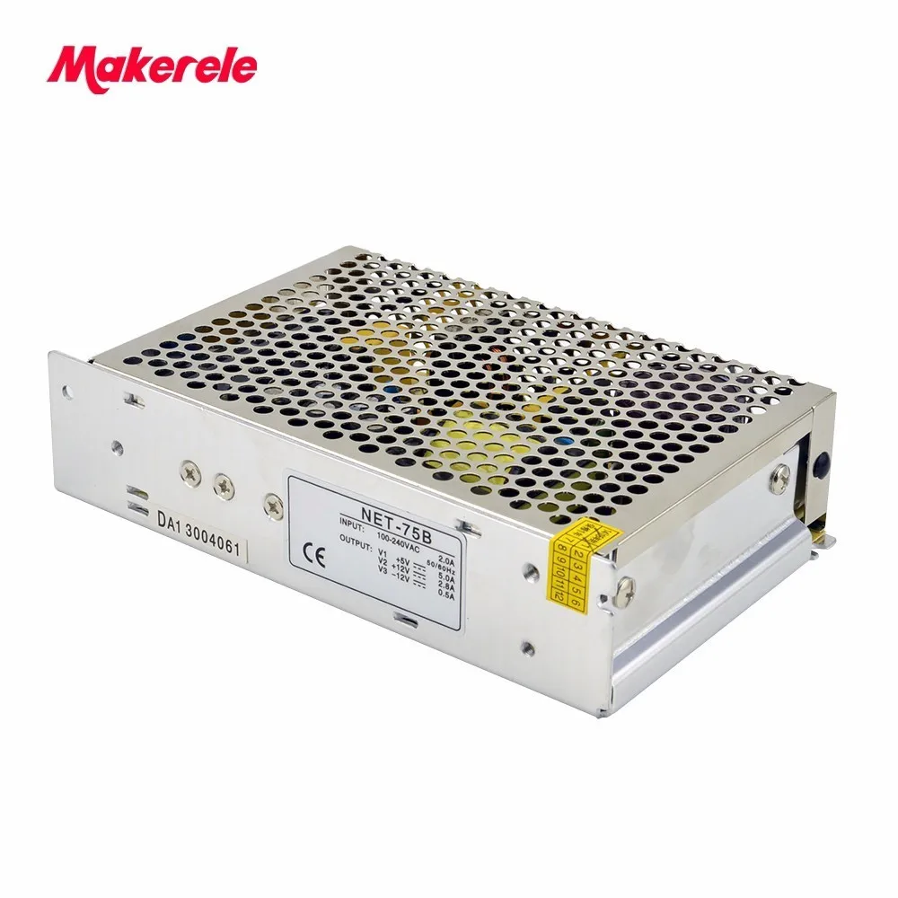 Small Volume triple output Switching power supply ac to dc 75w net-75b 5V 12V-12V for LED Strip CNC 3D Print