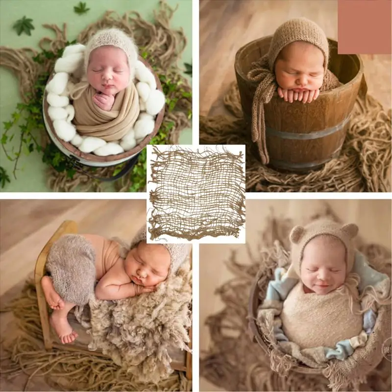 

Newborn Photography Prop Chunky Burlap Layer Net Hessian Jute Backdrop Blanket MAY-9