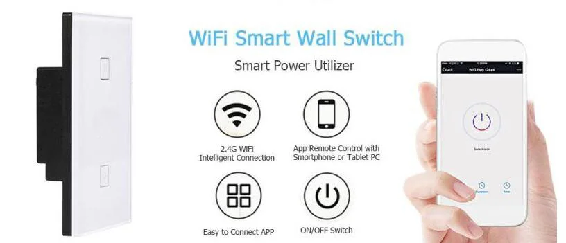 LPSECURITY US Smart Wifi выключатель света работает с Amazon Alexa 2 банды настенный сенсорный выключатель Поддержка России, Испании, Франции и т. д