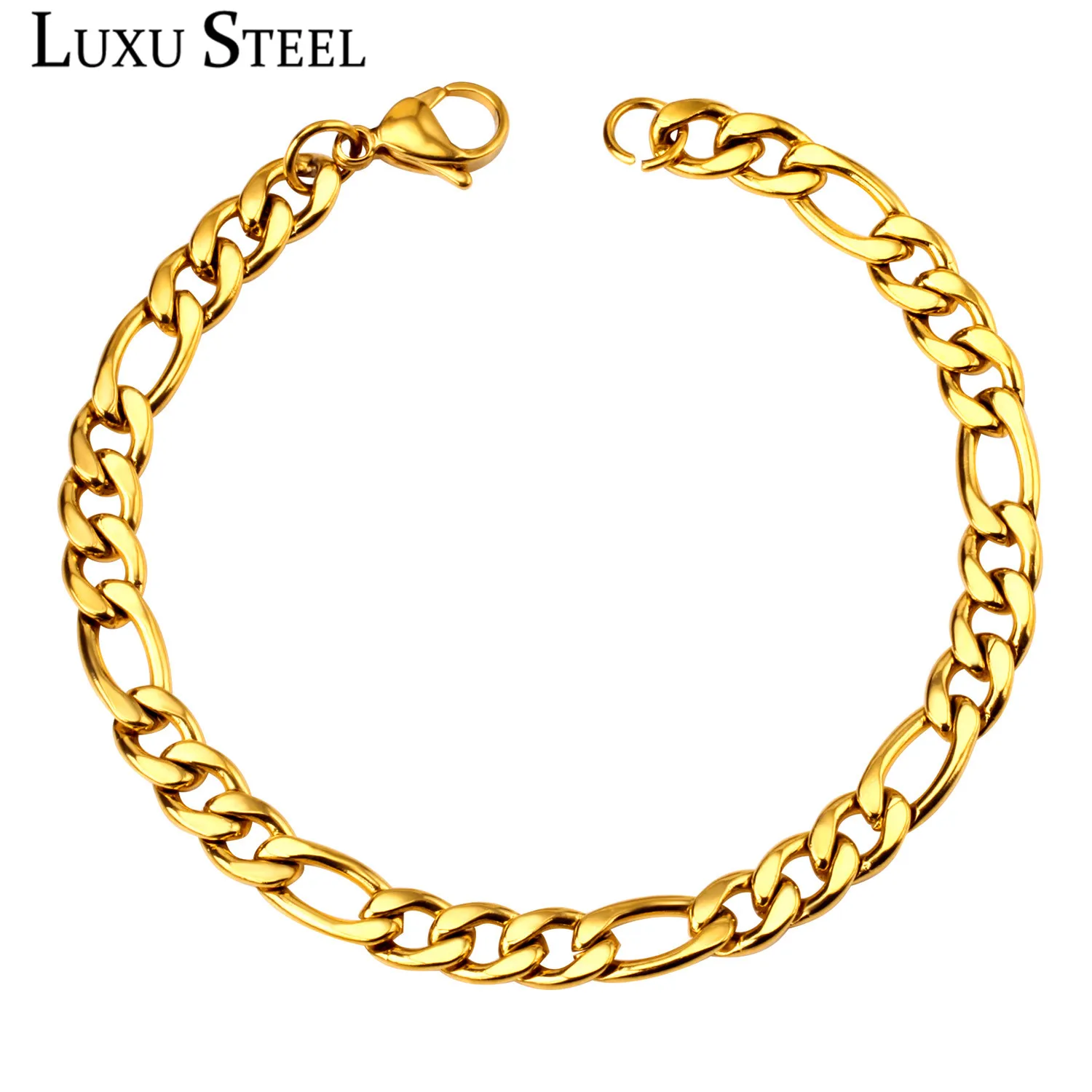 Роскошный стальной модный мужской браслет-цепочка, нержавеющая сталь, золото/серебро, ширина 7 мм, длина 22 см, браслеты-цепочки, рождественский подарок